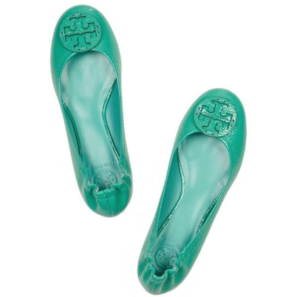 Tory Burch Teal Leather Flats - Picture 1 of 7